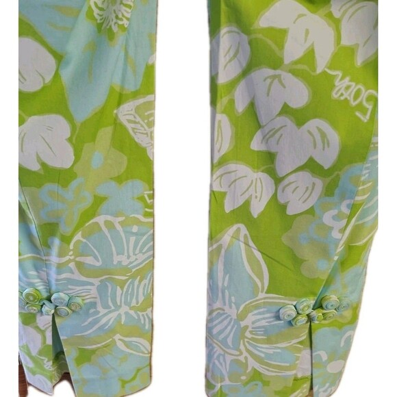 Lilly Pulitzer Jubilee 50th Anniversary Pants Green Blue Floral Size 8 - Picture 9 of 11